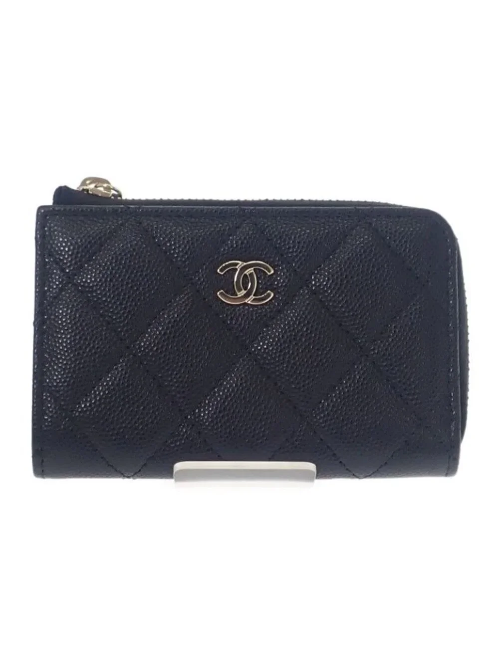 Chanel Key Ring Ap0221 Coin Case Caviar Leather Black Gold Hardware